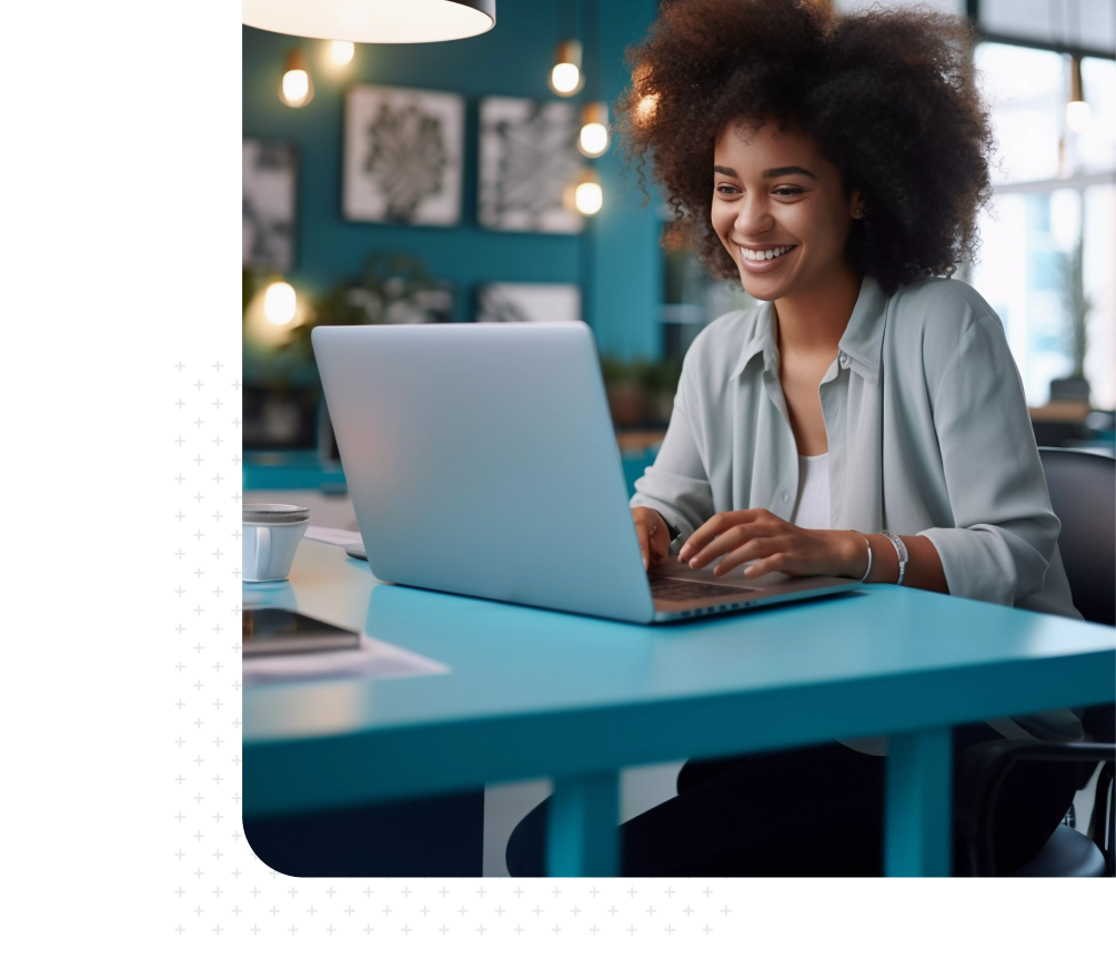 A woman working on a laptop