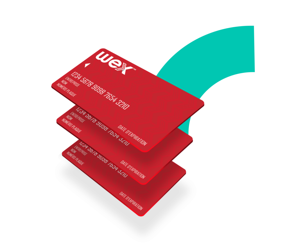 Un tas de cartes de flotte WEX