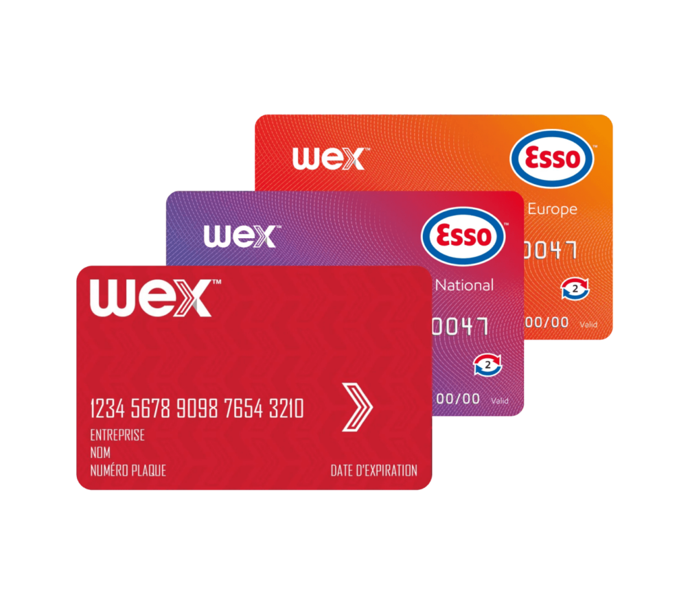 Trois cartes carburant WEX empilées