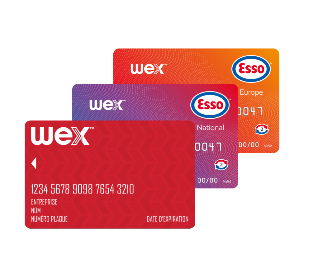 Trois cartes carburant WEX empilées