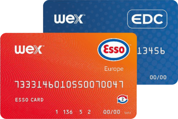 De WEX Esso Europe-kaart en een WEX EDC-kaart