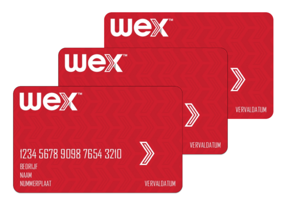Drie gestapelde WEX-kaarten
