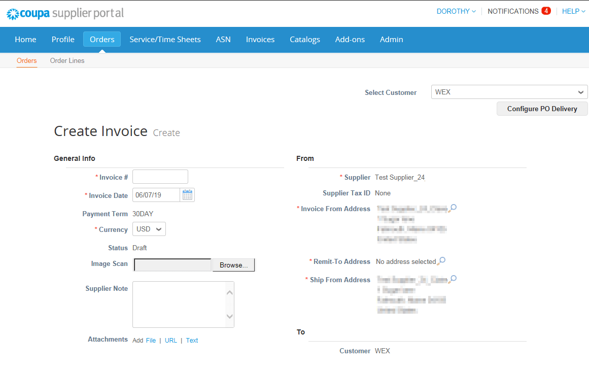 general information about creating an invoice