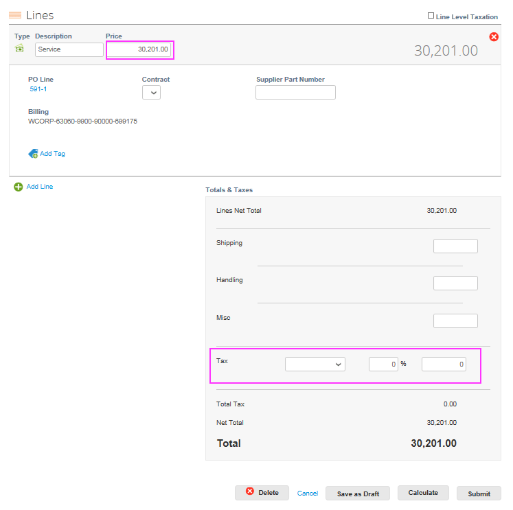 Input a tax description