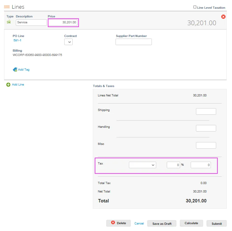 Input a tax description