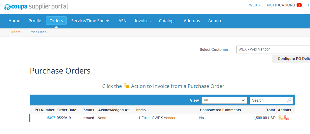 Click the coins to create an invoice