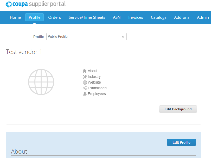 Portal Overview - Profile page