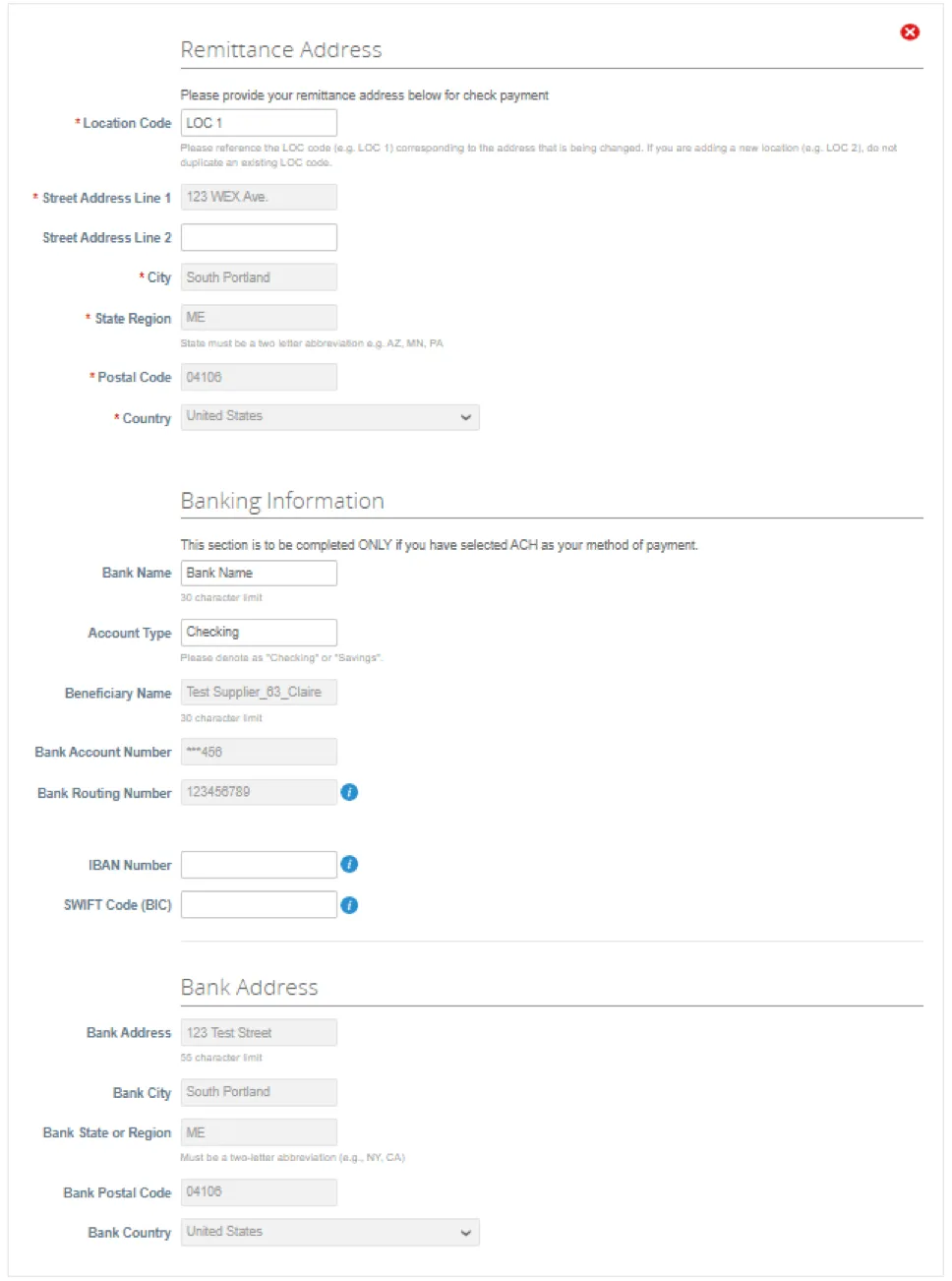 billing info - vendor update form