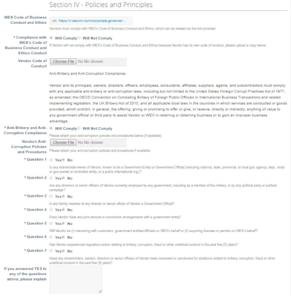 vendor update form