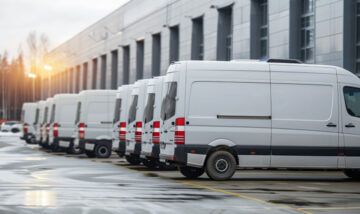 commercial vehicles at docking station