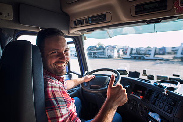 Truck driver giving a thumbs up