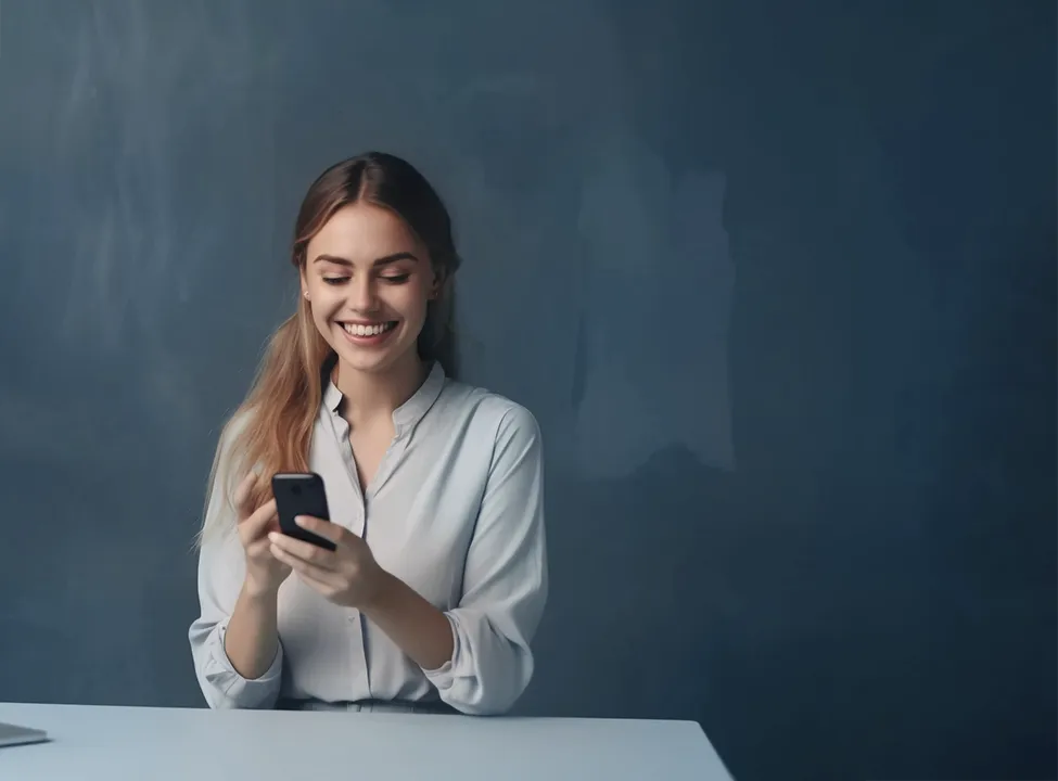 Woman typing on cell phone