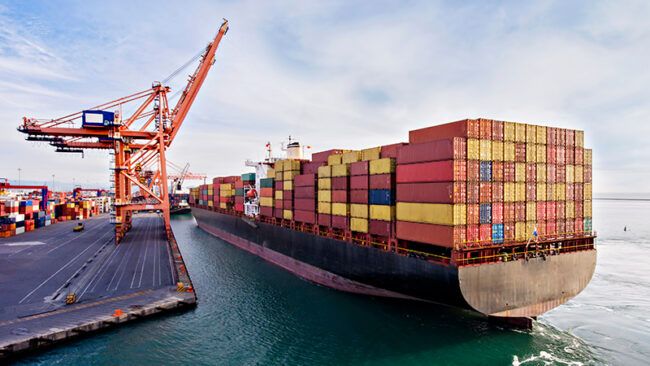 Image of a cargo ship carrier freight containers