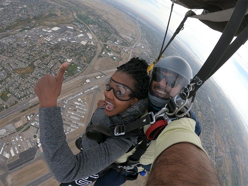 LaTashchia Velazquez skydiving in Utah