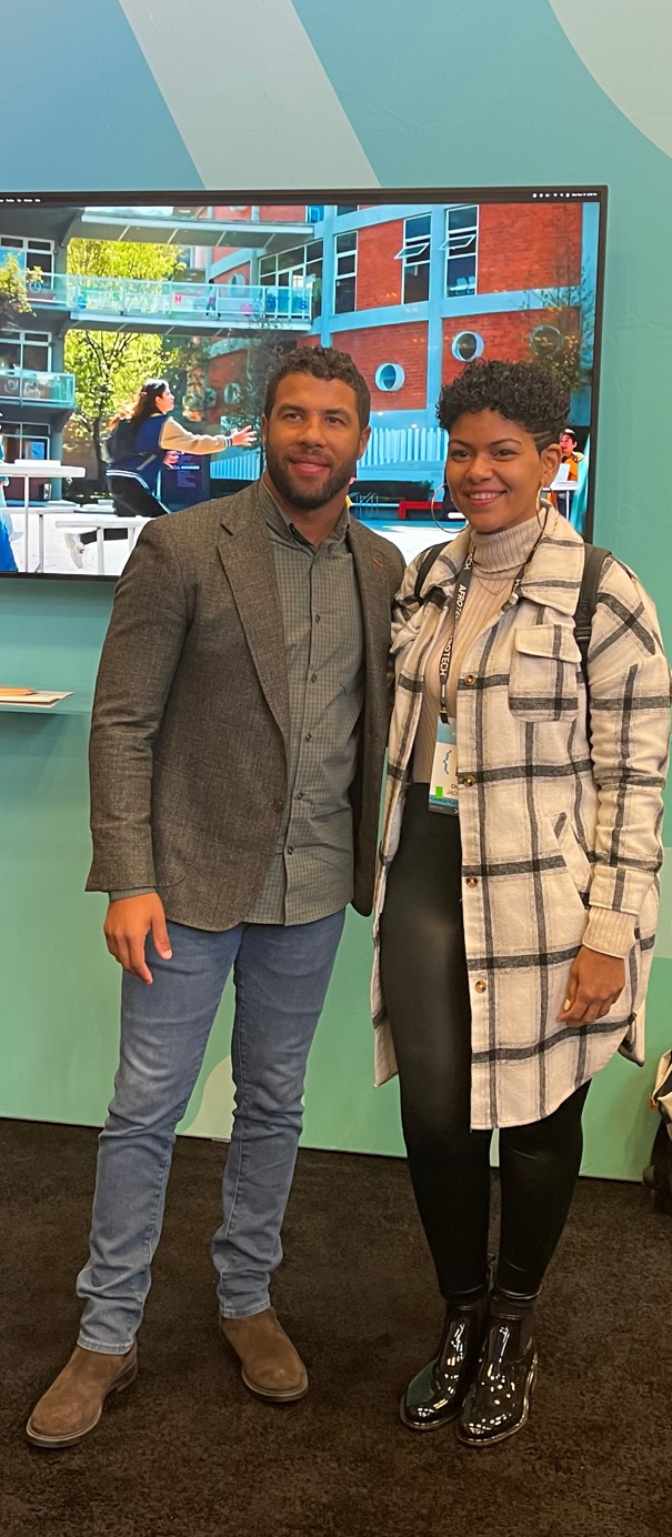 American professional stock car racing driver Bubba Wallace with WEXer Chloe Jackson at AFROTECH