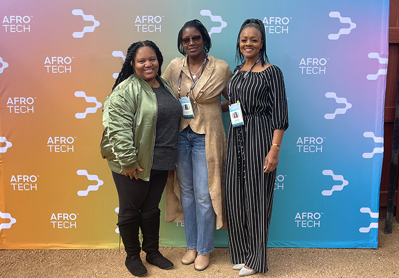 WEXers Samira Burris, Tessa Hoskin, and LaTaschia Valasquez at the event