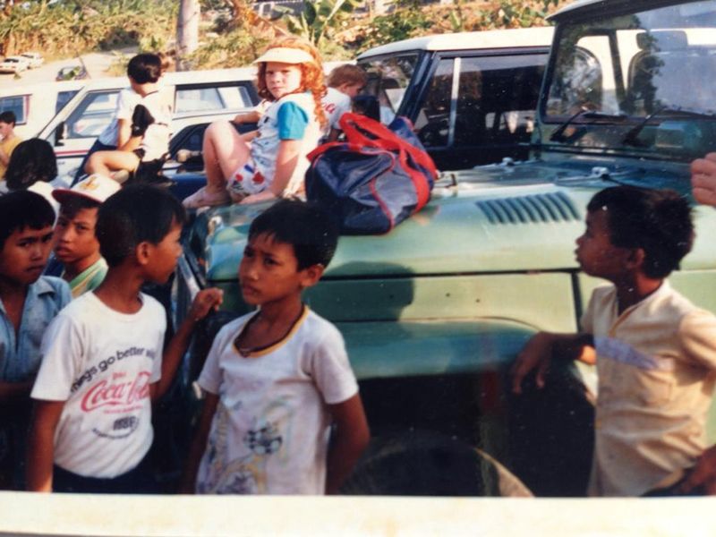 Limerick waiting to be picked up from school while living abroad in Indonesia as a child