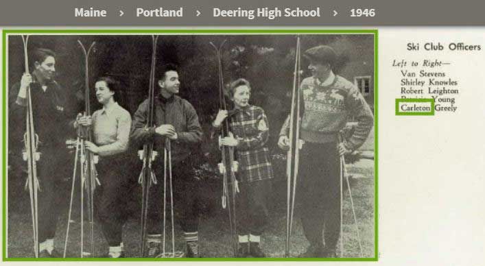 Alexander’s father, Carlton Greely, in Portland’s Deering High School yearbook. (Class of 1946)