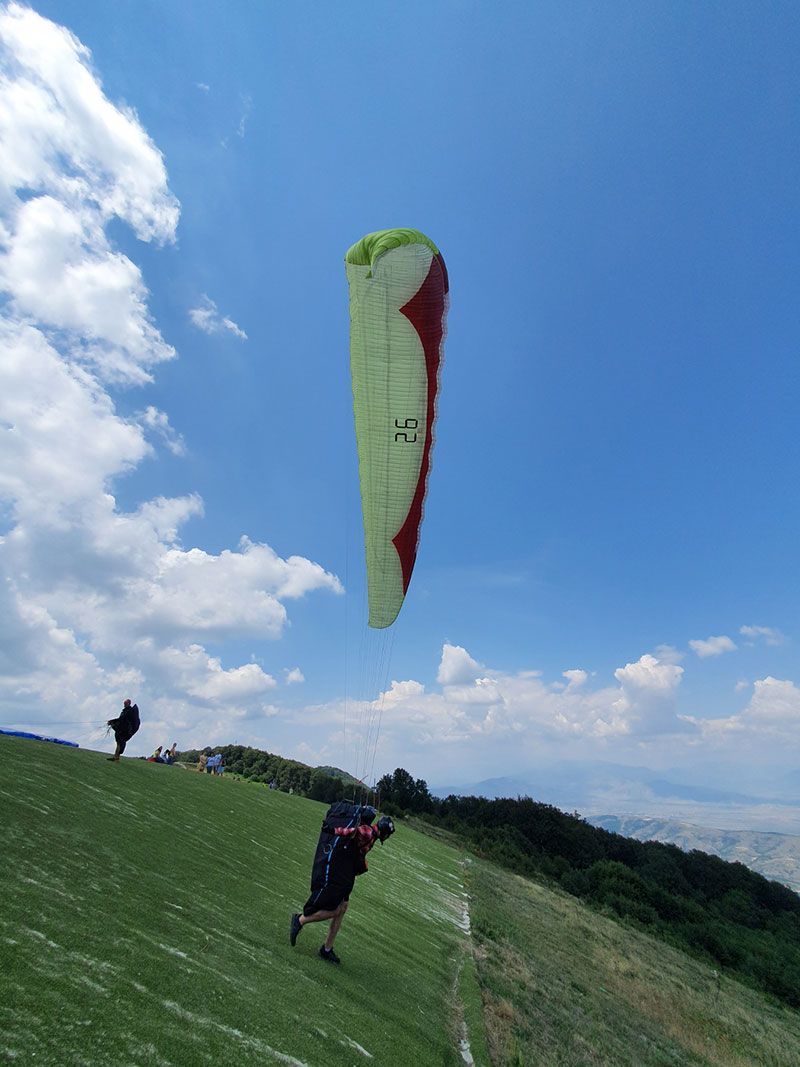 Taking off from Krushevo, North Macedonia. It's the highest city in the Balkans and one of the favorite places for paragliding pilots world-wide.