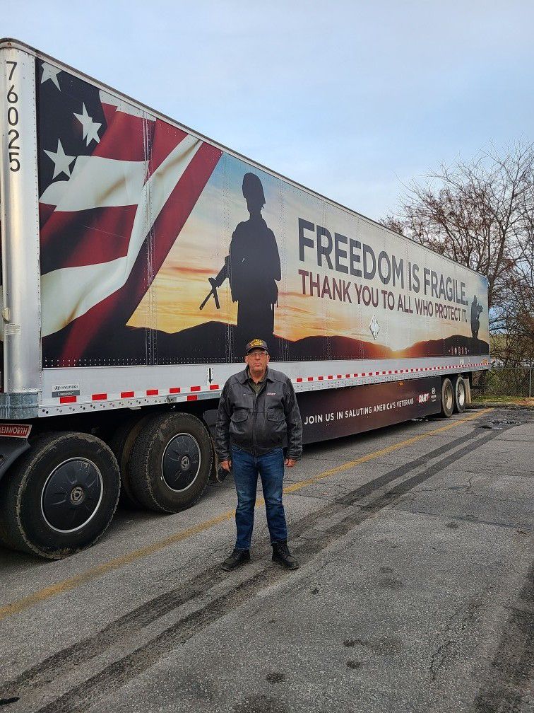 Lou Bradley en route to Maine to collect wreaths going to Arlington National Cemetery, December 2021