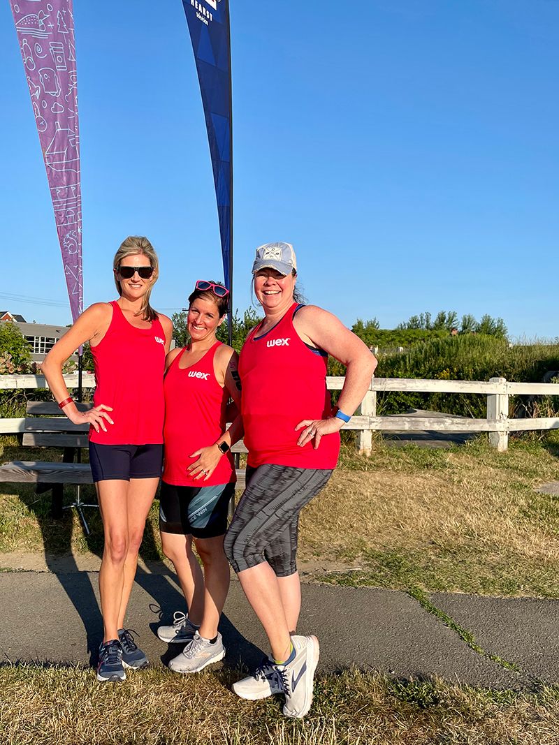 Molly Steele and Jamie Clisham joined forces to form a team of support around cancer survivor Amy Novak at this year’s tri