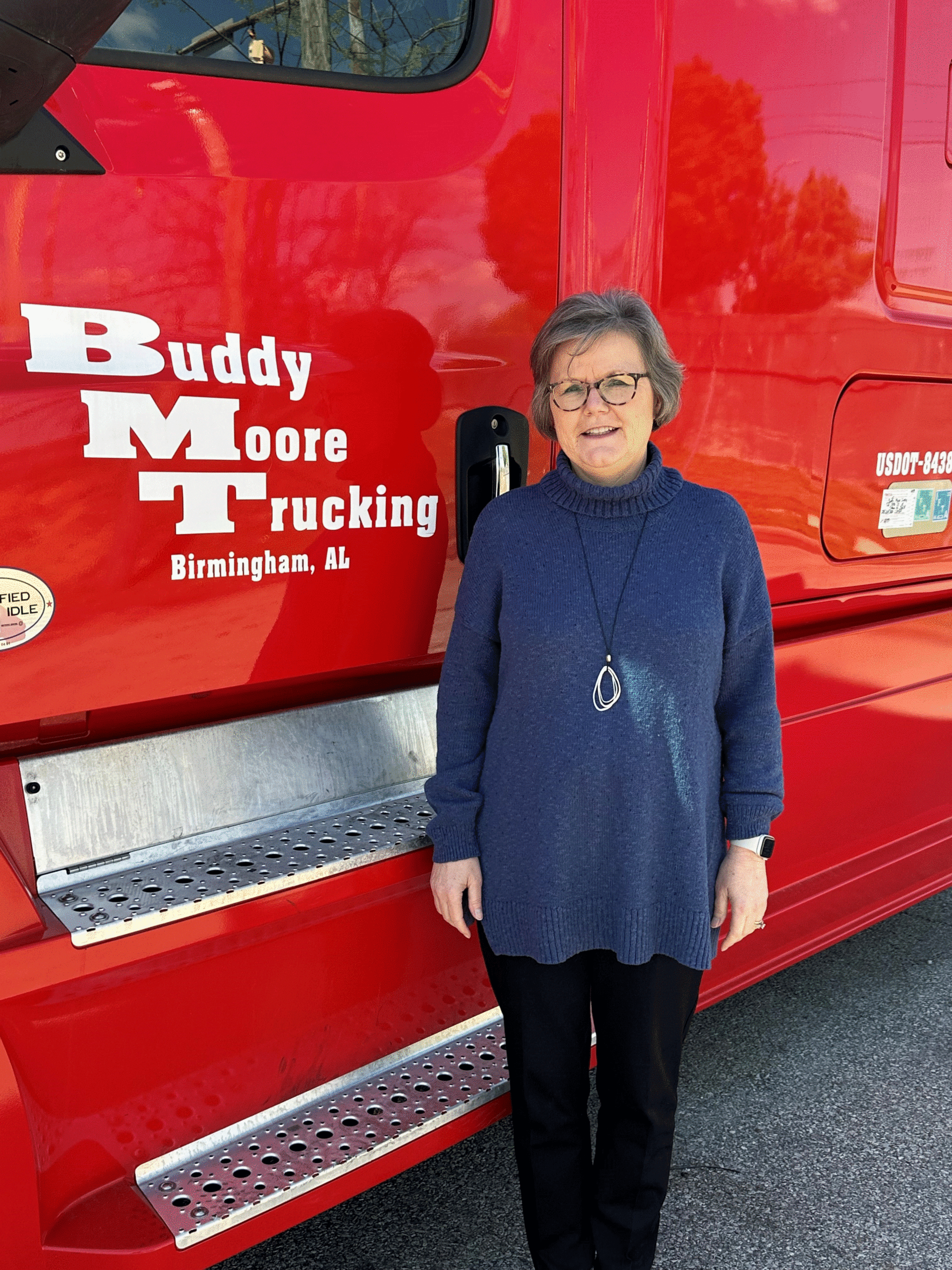 Susan in front of one of Buddy Moore's beautiful trucks 
