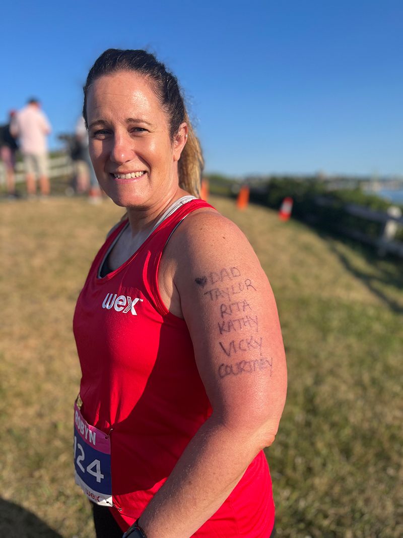 Tri captain Robyn Campbell and the tradition of sharing on your arm who you're 'tri-ing' for