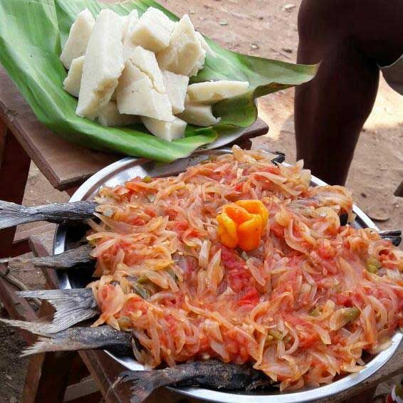 Mukeke fish and cassava bread