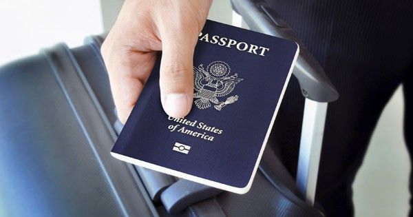 Closeup of US passport cover