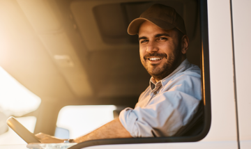 Truck driver in window