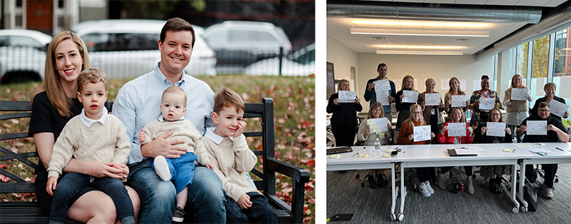 Kate Reichenbach with her family and with her WEX team